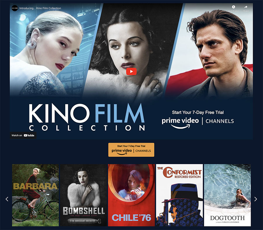 Kino Film Collection - Landing Page Built on Logic CMX