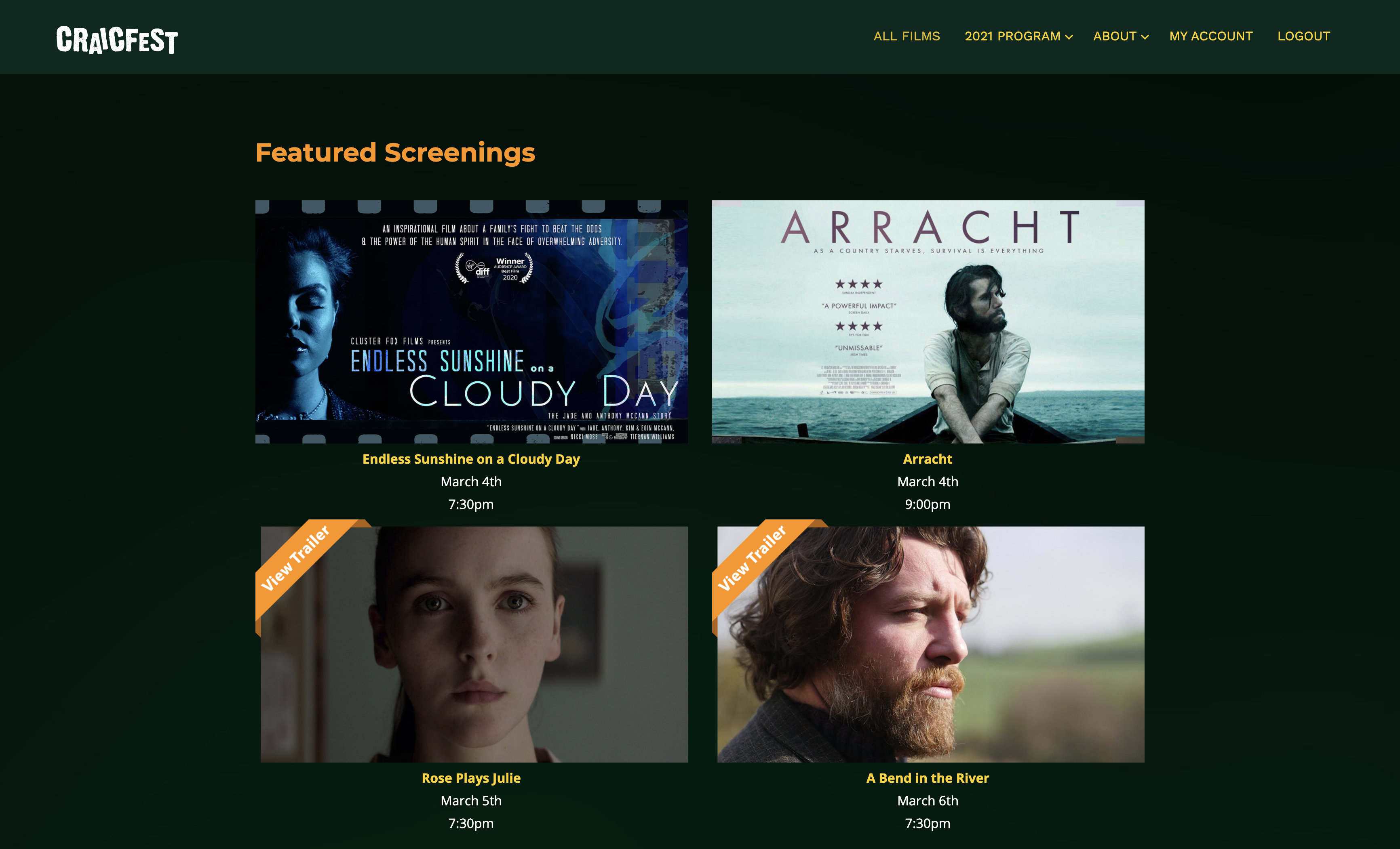 Featured Films on the CraicFest festival website